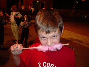 Mitchell enjoying free Cotton Candy